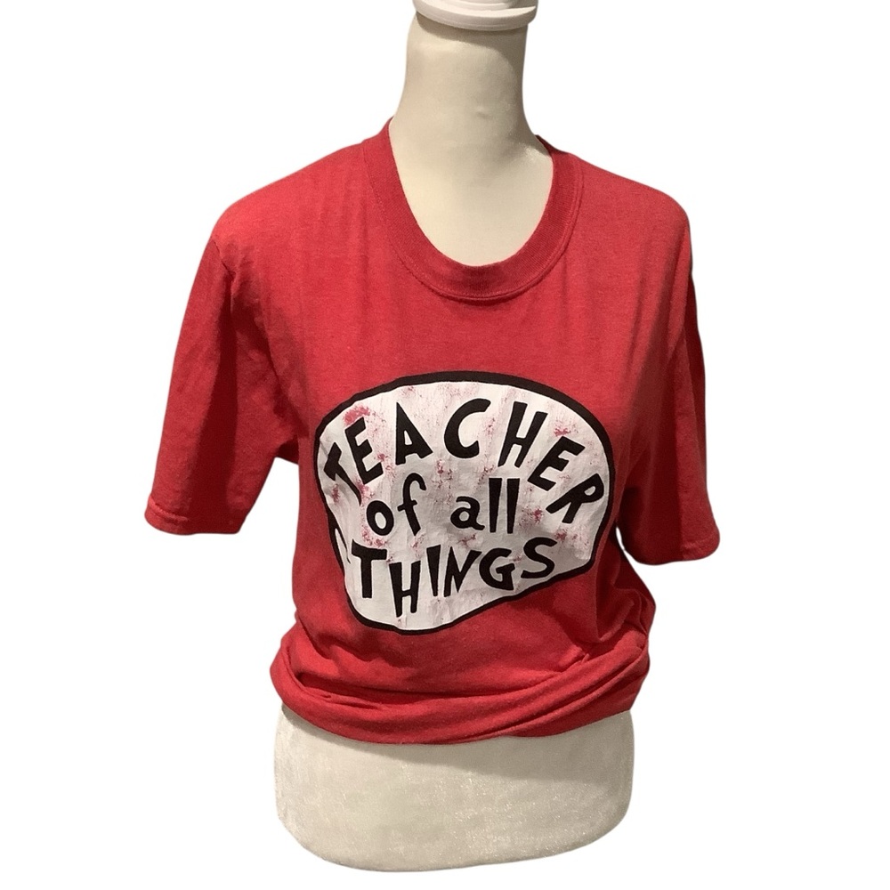 Port and Company Red 'Teacher of All Things' Short Sleeve Tee Size S